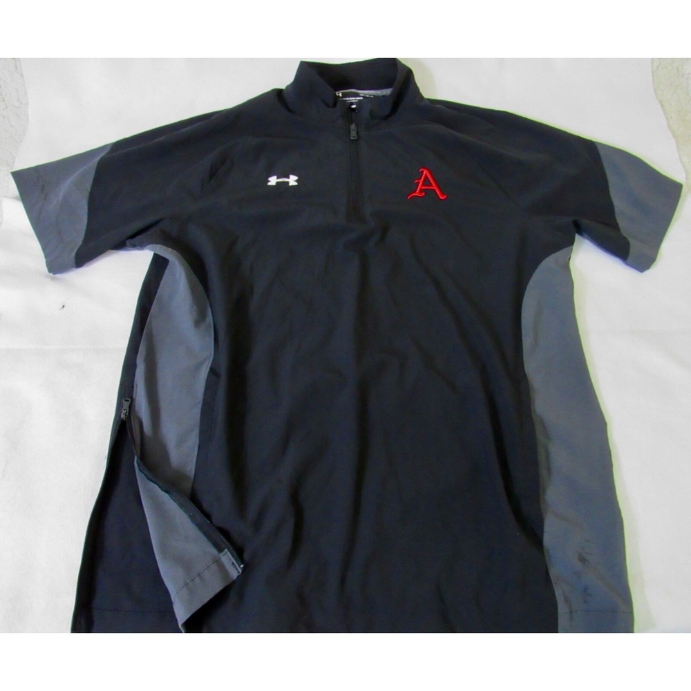 Under Armour Arkansas Razorbacks Black 1/4 Zip Side Pocket Golf Vest Men Sz M